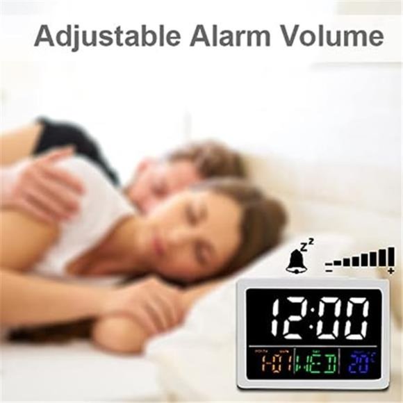 Digital Alarm Clock 5.5" Large LED Time Display Adjustable Alarm Volume Calendar - Picture 2 of 6